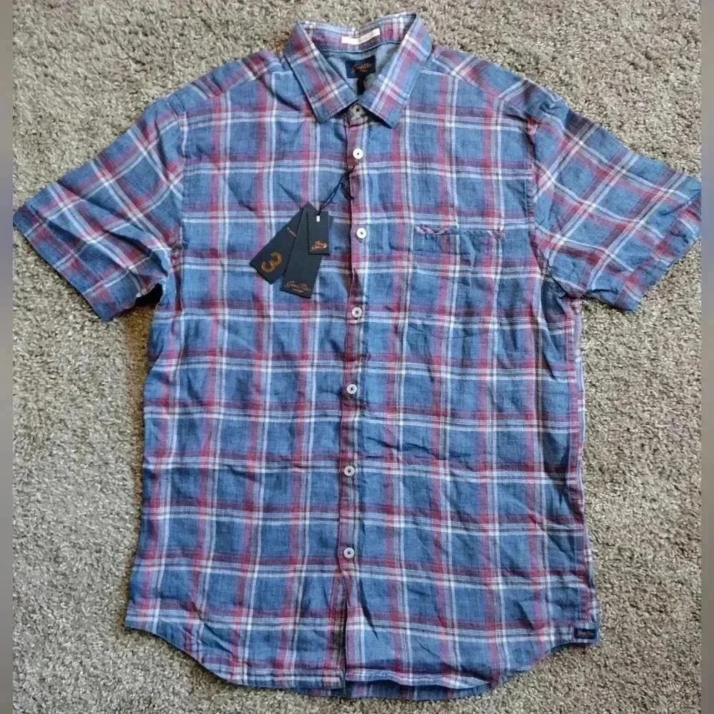 Good Man Brand mens short sleeve casual Button down shirt